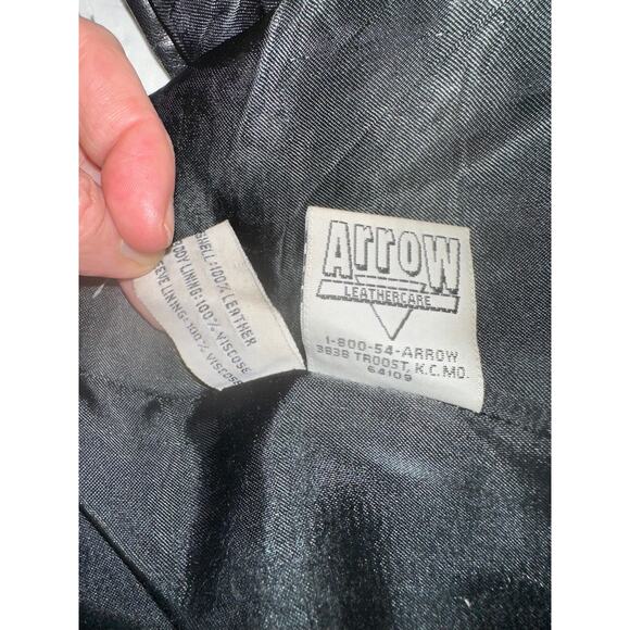 VINTAGE 80's VAKKO BLACK LEATHER DOUBLE BREASTED PEACOAT JACKET - Picture 7 of 9